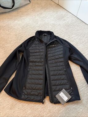 Eddie Bauer Black Quilted Hybrid Puffer Jacket